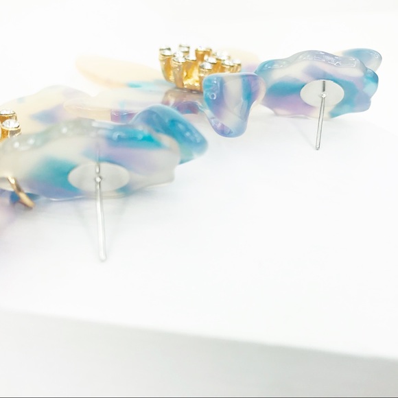 RESTOCKED Crystal Lily Drop Earrings in Blue Torti - Picture 5 of 8